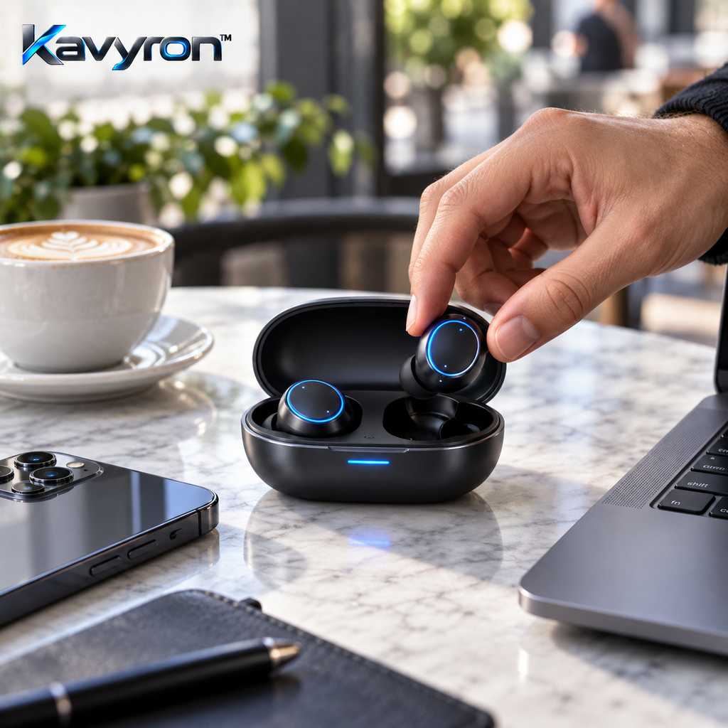 Kavyron™ AeroPulse True Wireless Earbuds with Charging Case