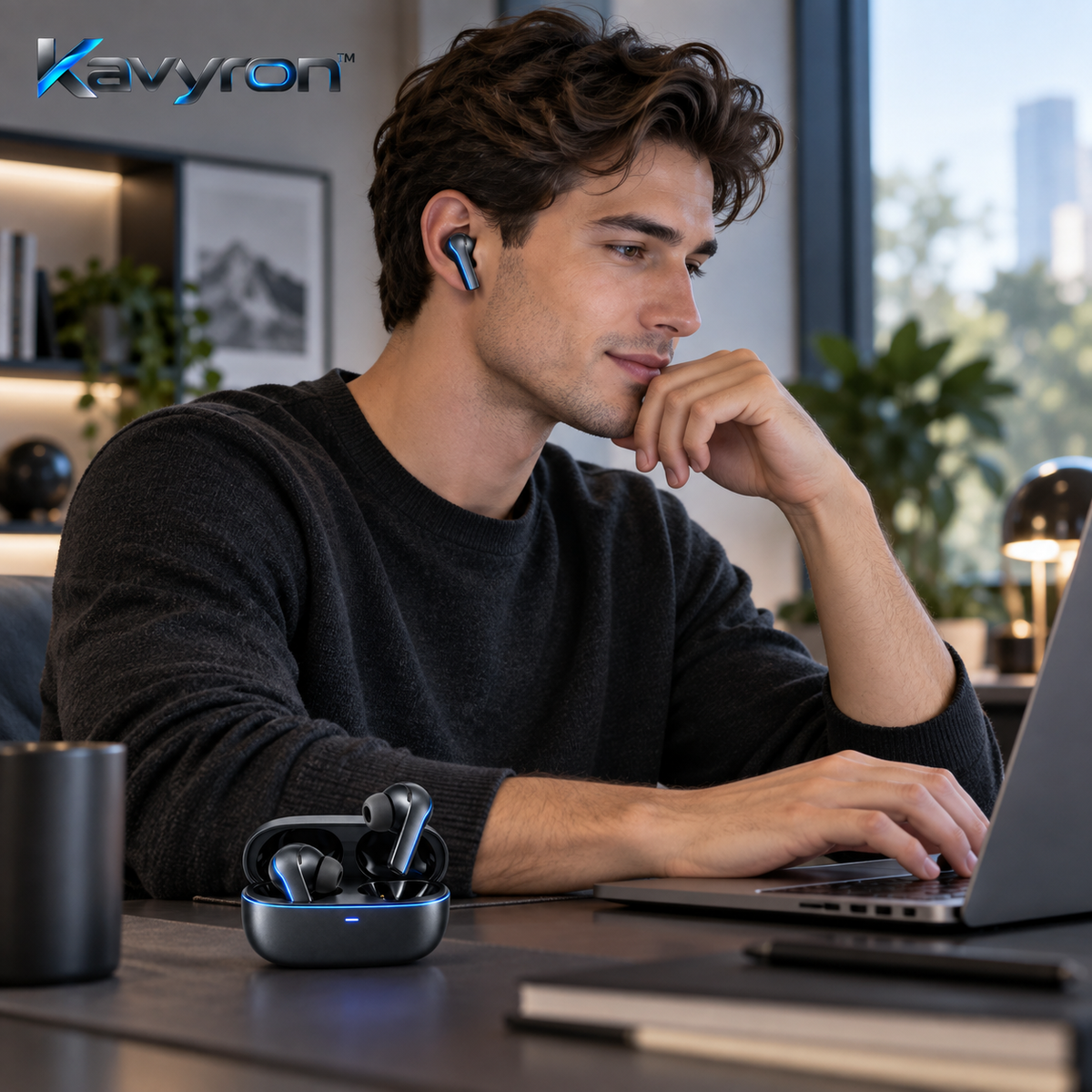 Kavyron™ AeroPulse True Wireless Earbuds with Charging Case