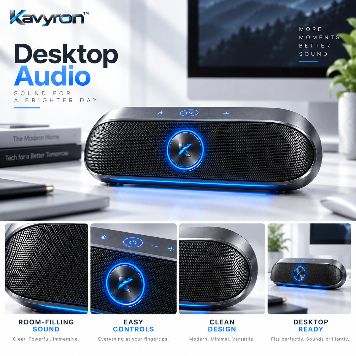 Kavyron™ ArcBeat Modern Desktop Bluetooth Speaker