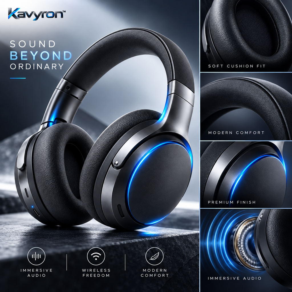 Kavyron™ NovaSound Wireless Over-Ear Headphones