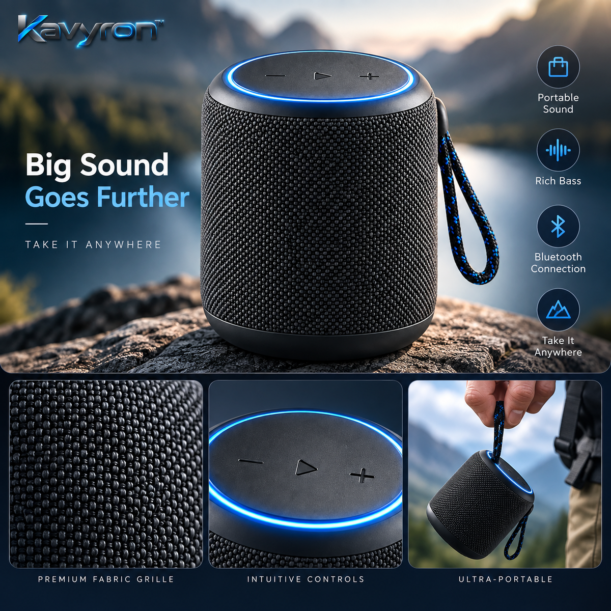 Kavyron™ PulseGo Portable Bluetooth Speaker