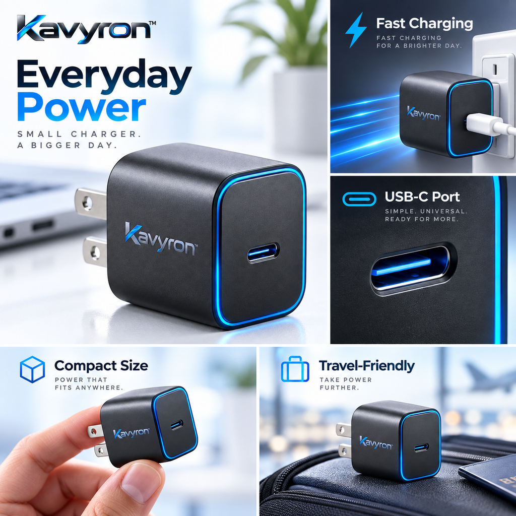 Kavyron™ VoltMini Compact USB-C Wall Charger