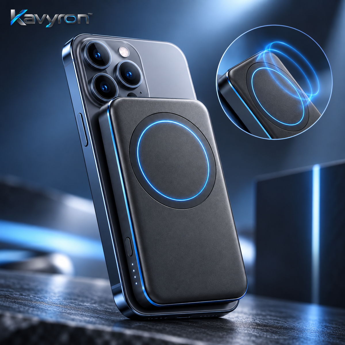 Kavyron™ MagFlow Slim Magnetic Wireless Power Bank