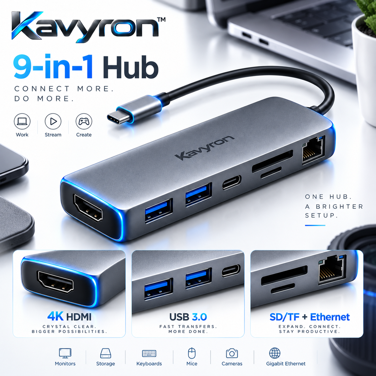 Kavyron™ USB-C Multiport Hub
