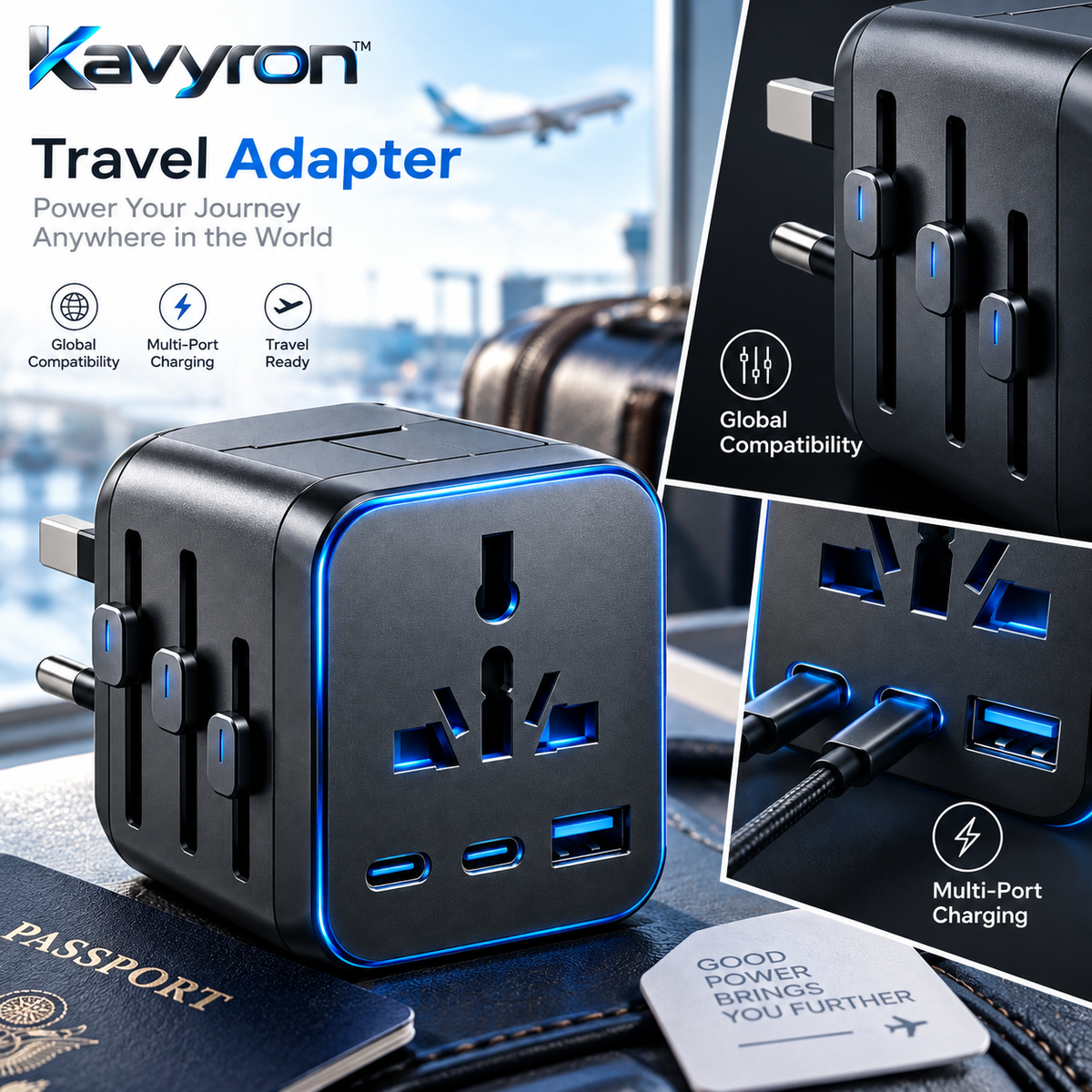 Kavyron™ Universal Travel Power Adapter
