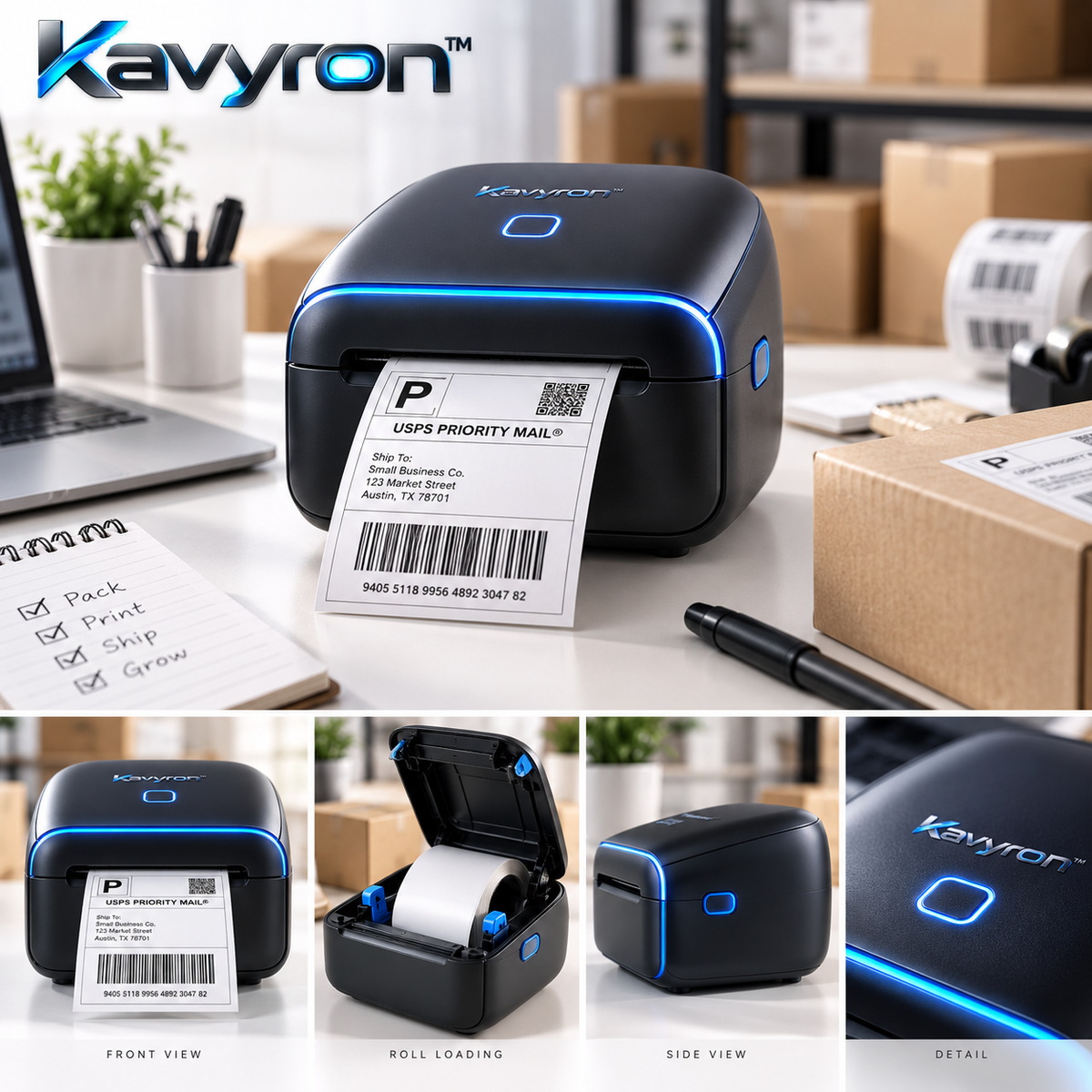 Kavyron™ Compact Thermal Label Printer